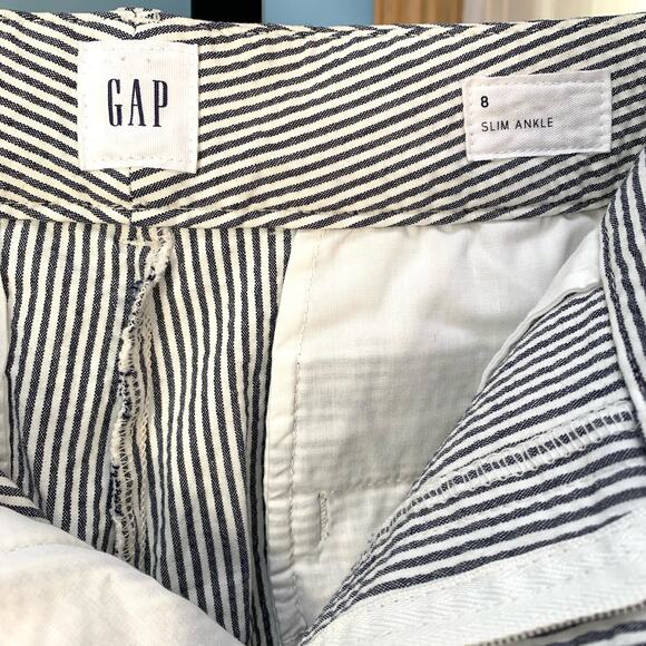 GAP Seersucker Stripe Slim Ankle Pants Size 8 - Picture 5 of 7